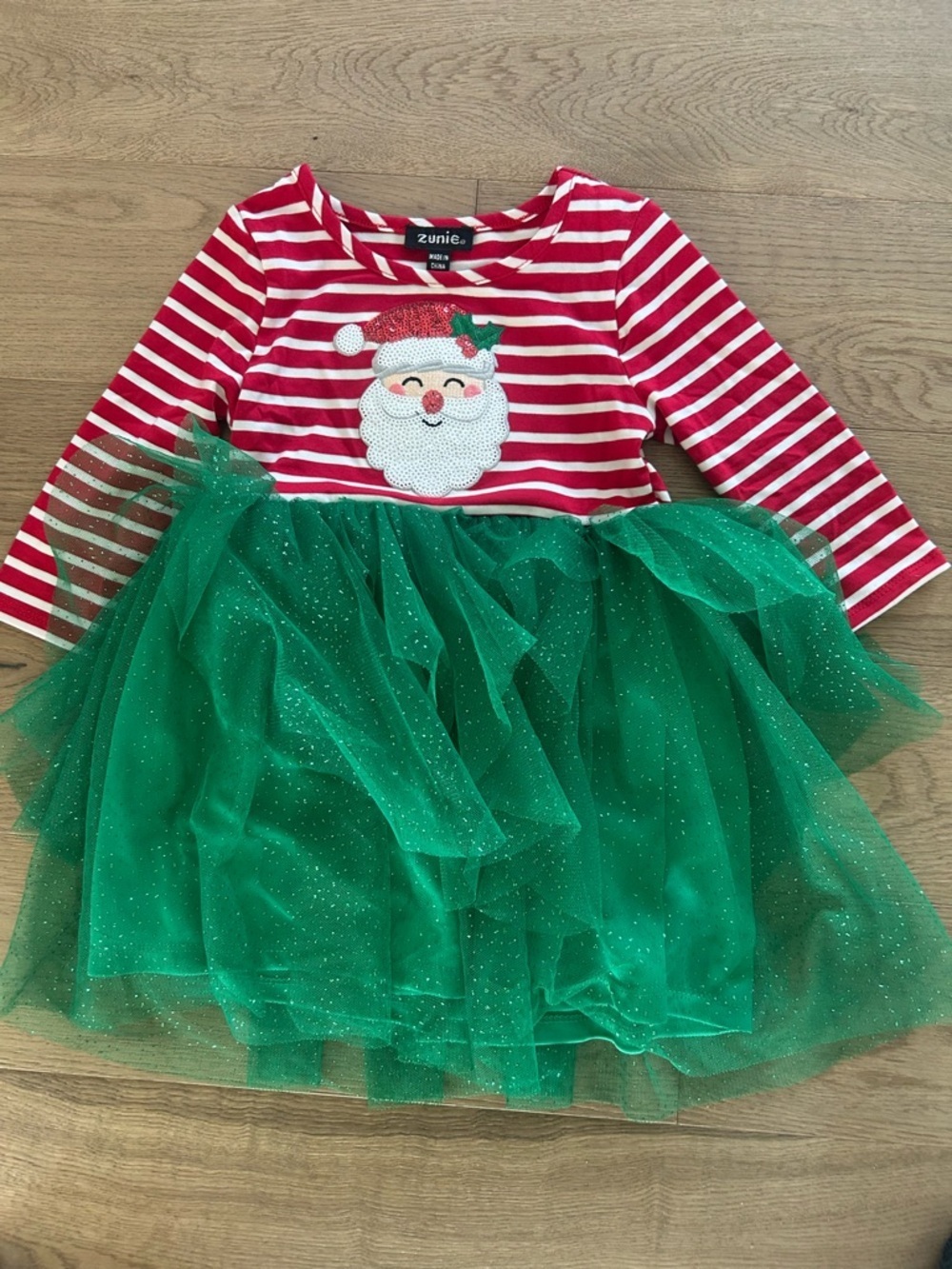 Zunie • NWT Red & Green Santa Stripe Tulle Holiday Dress - Picture 2 of 2